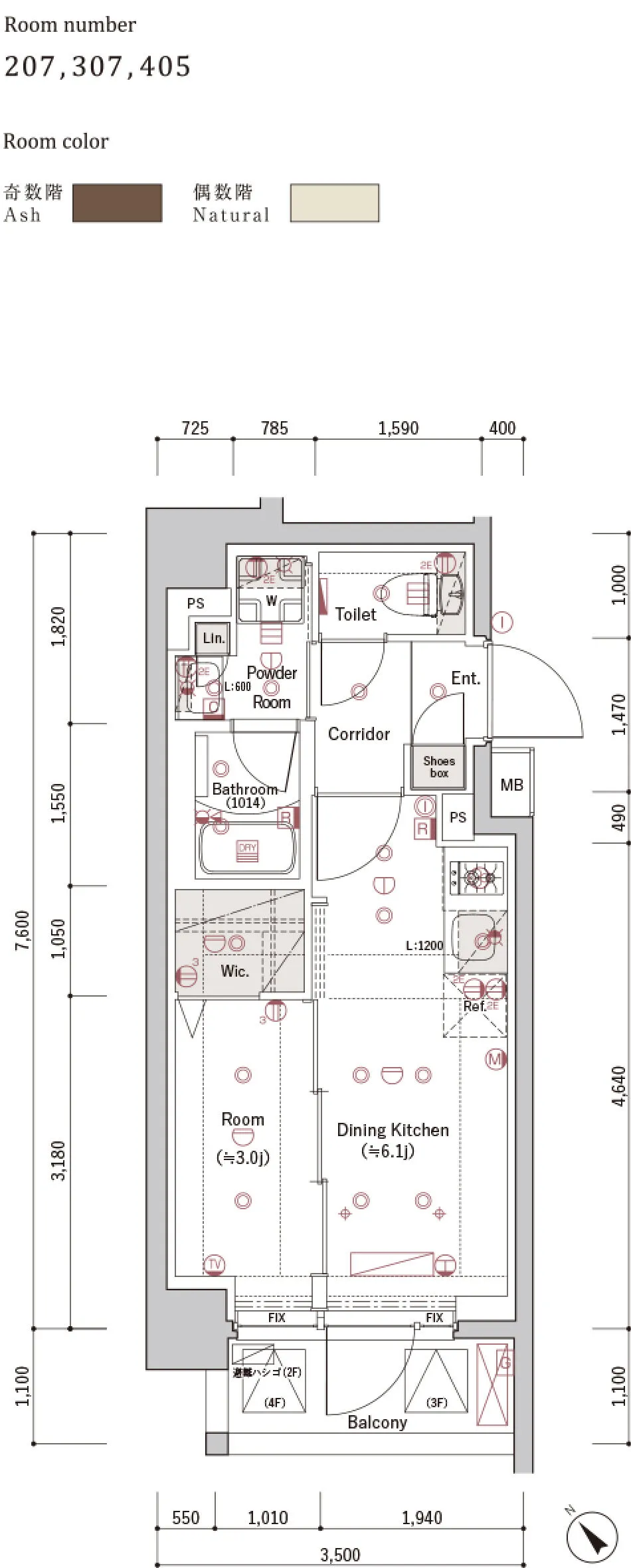 D Typeの間取り図