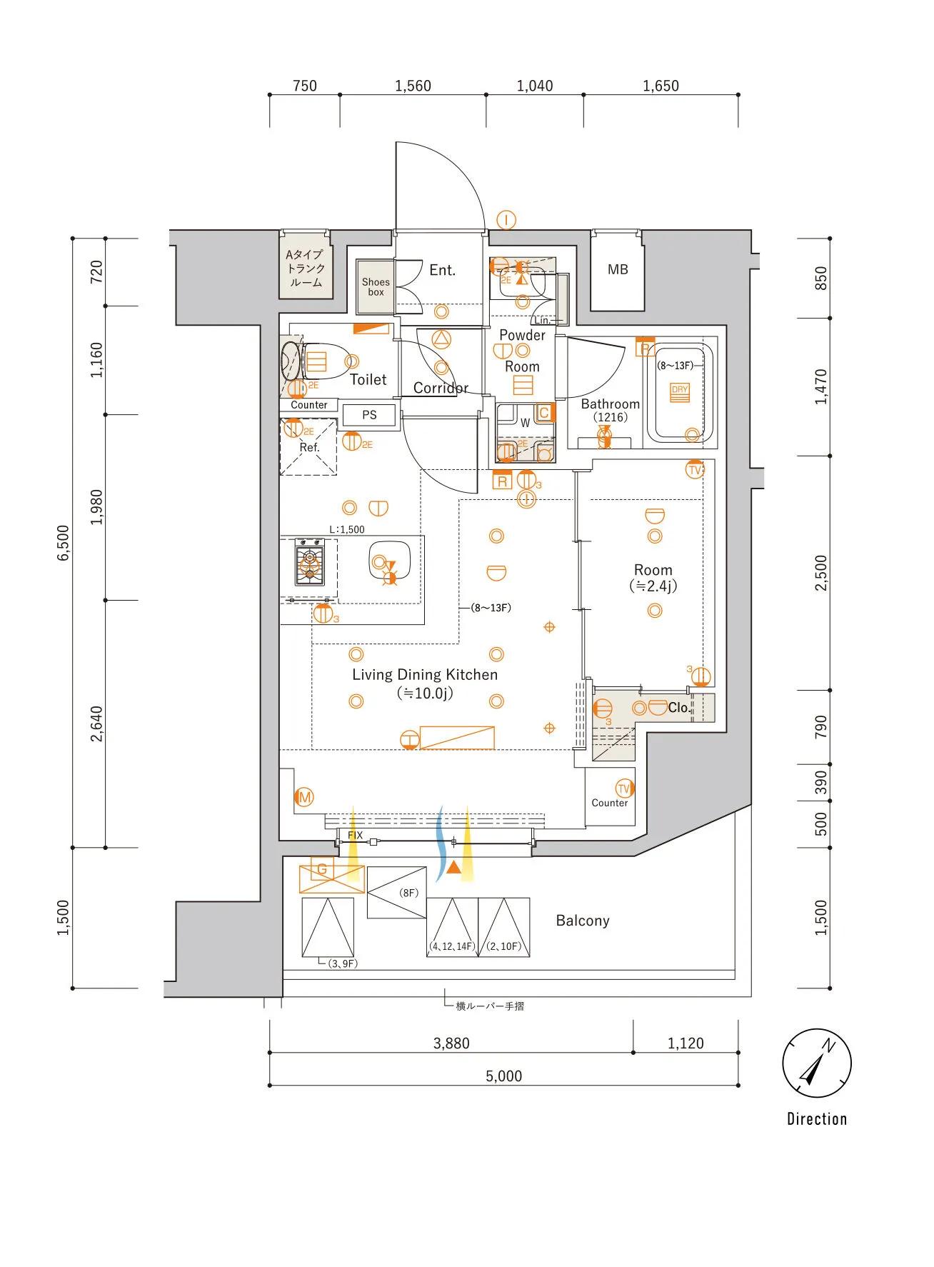 A Typeの間取り図
