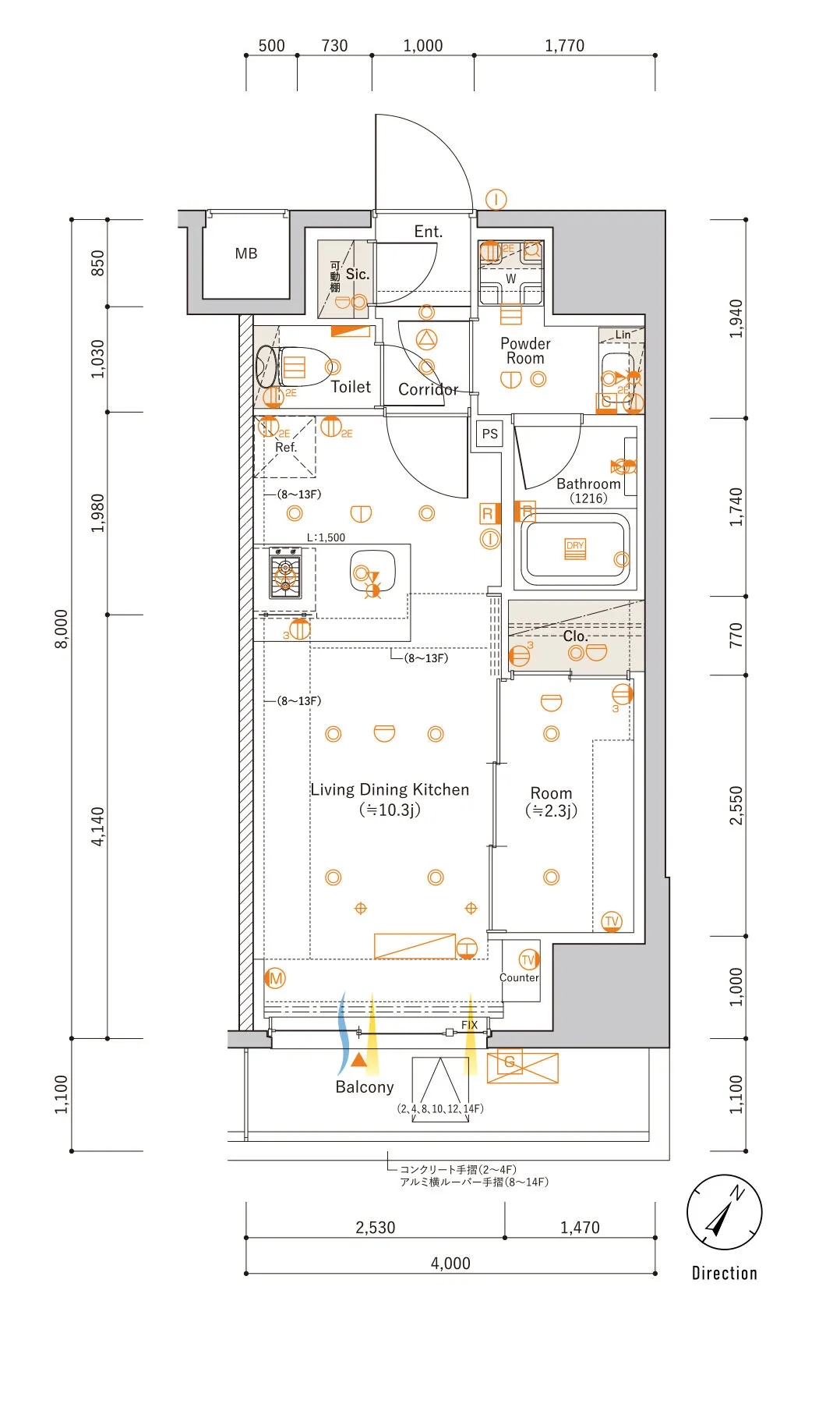 B Typeの間取り図