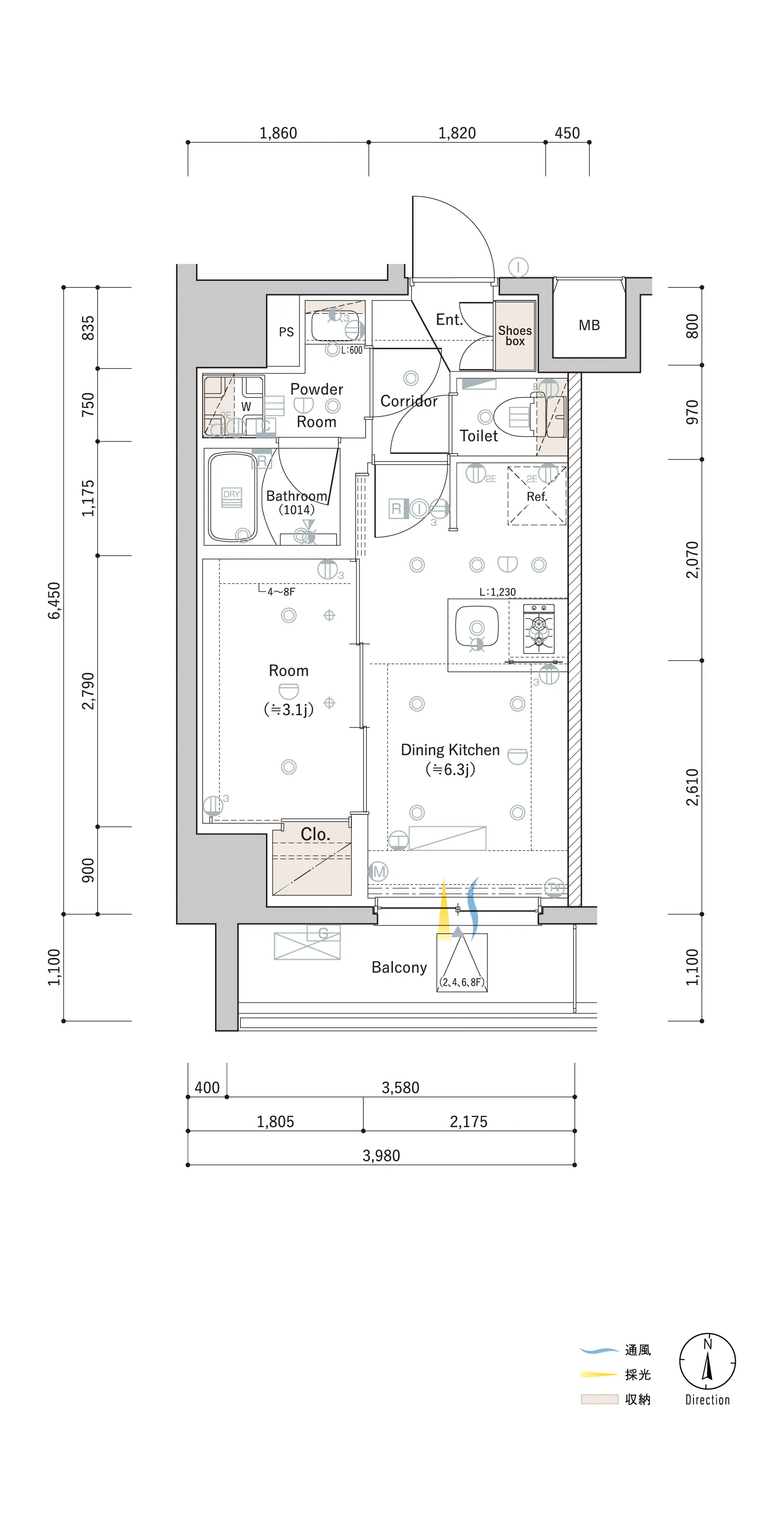 B Typeの間取り図