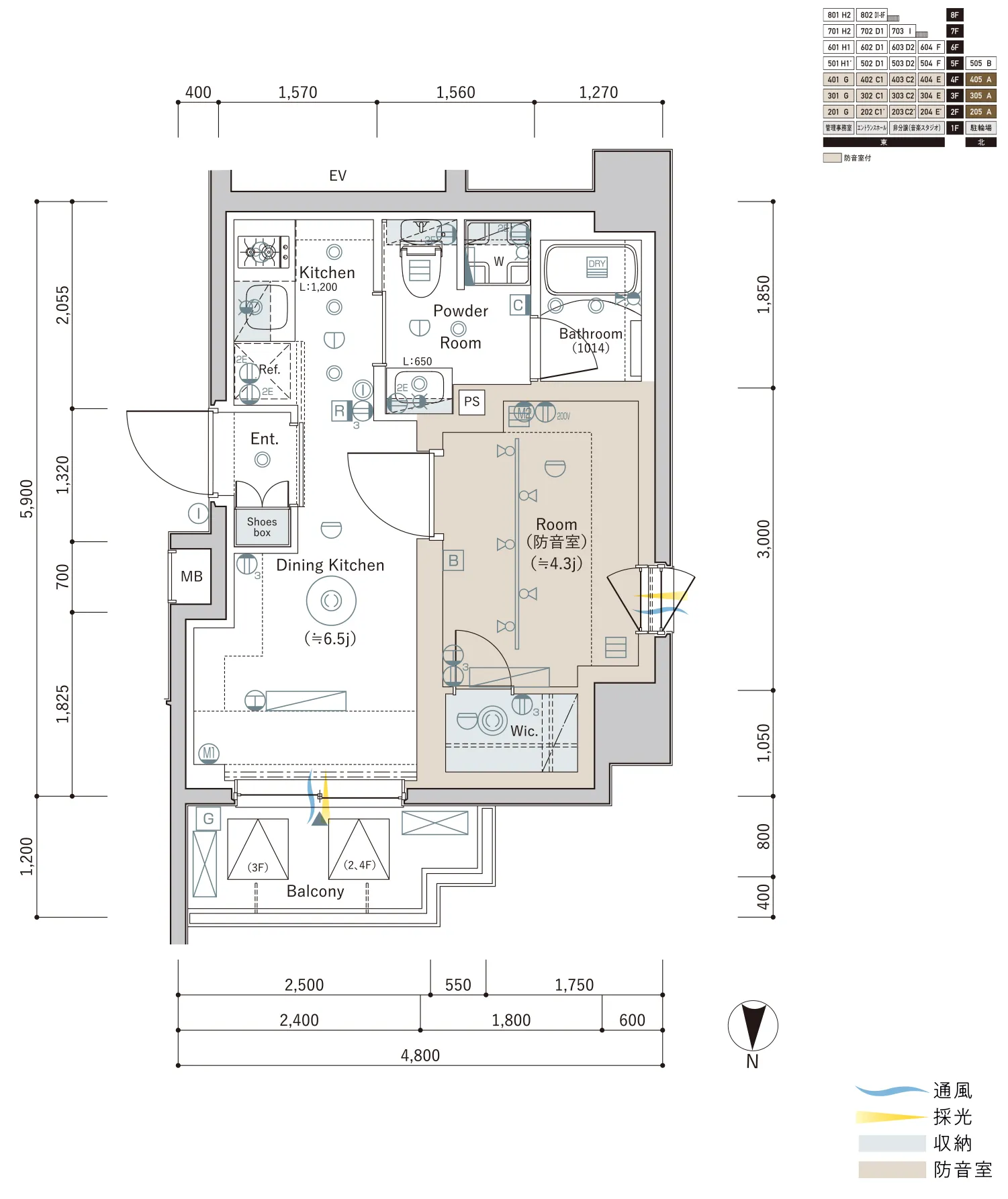A Typeの間取り図