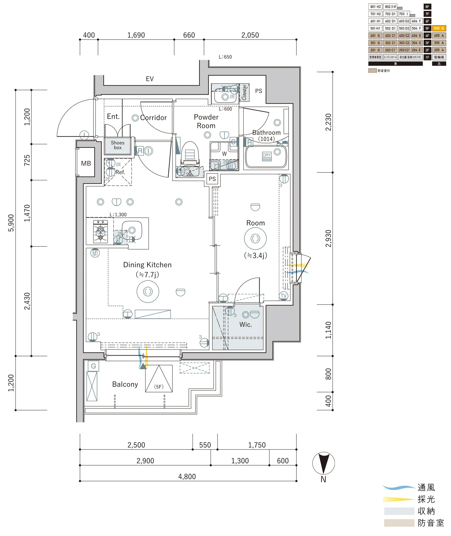 B Typeの間取り図