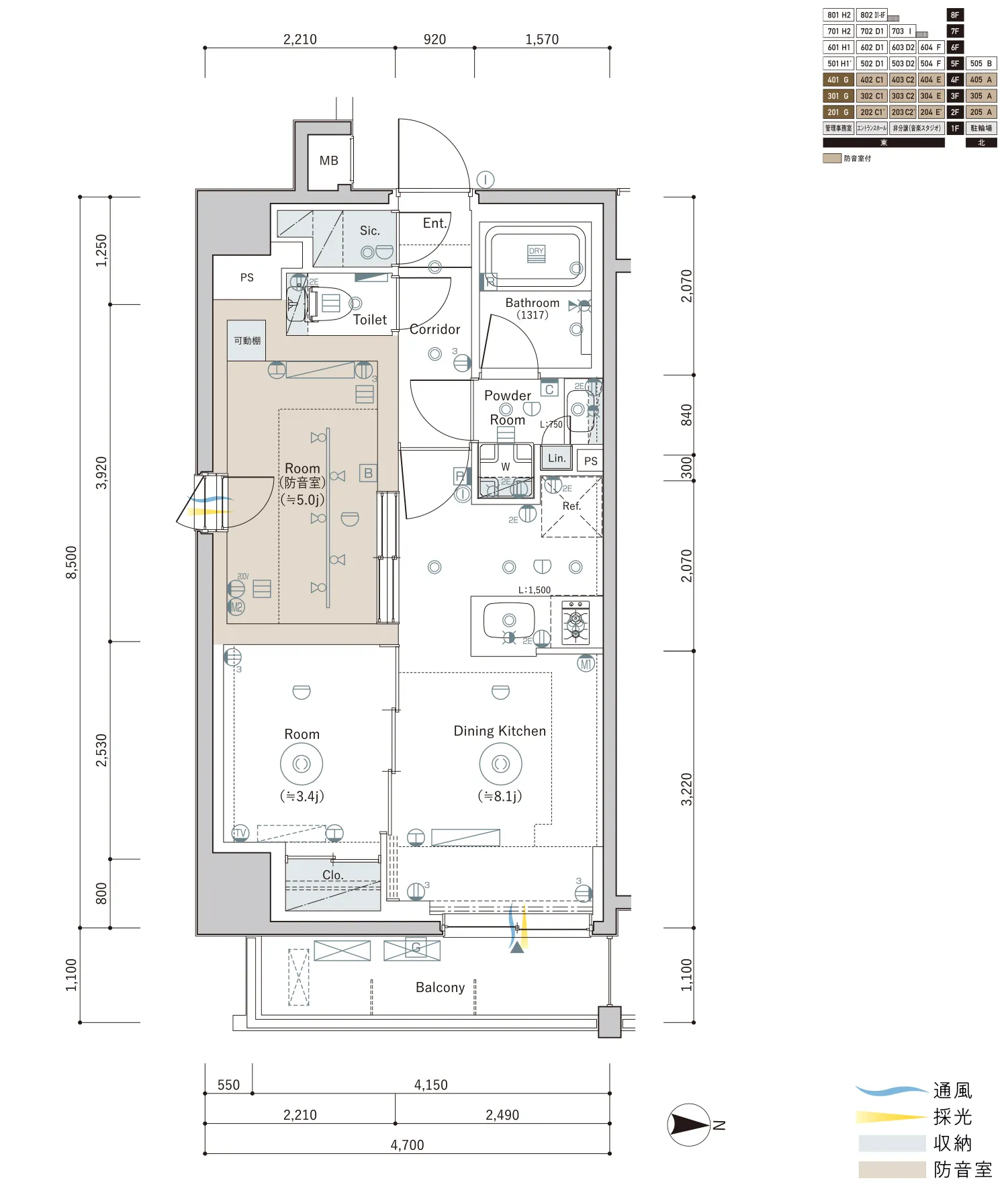 G Typeの間取り図