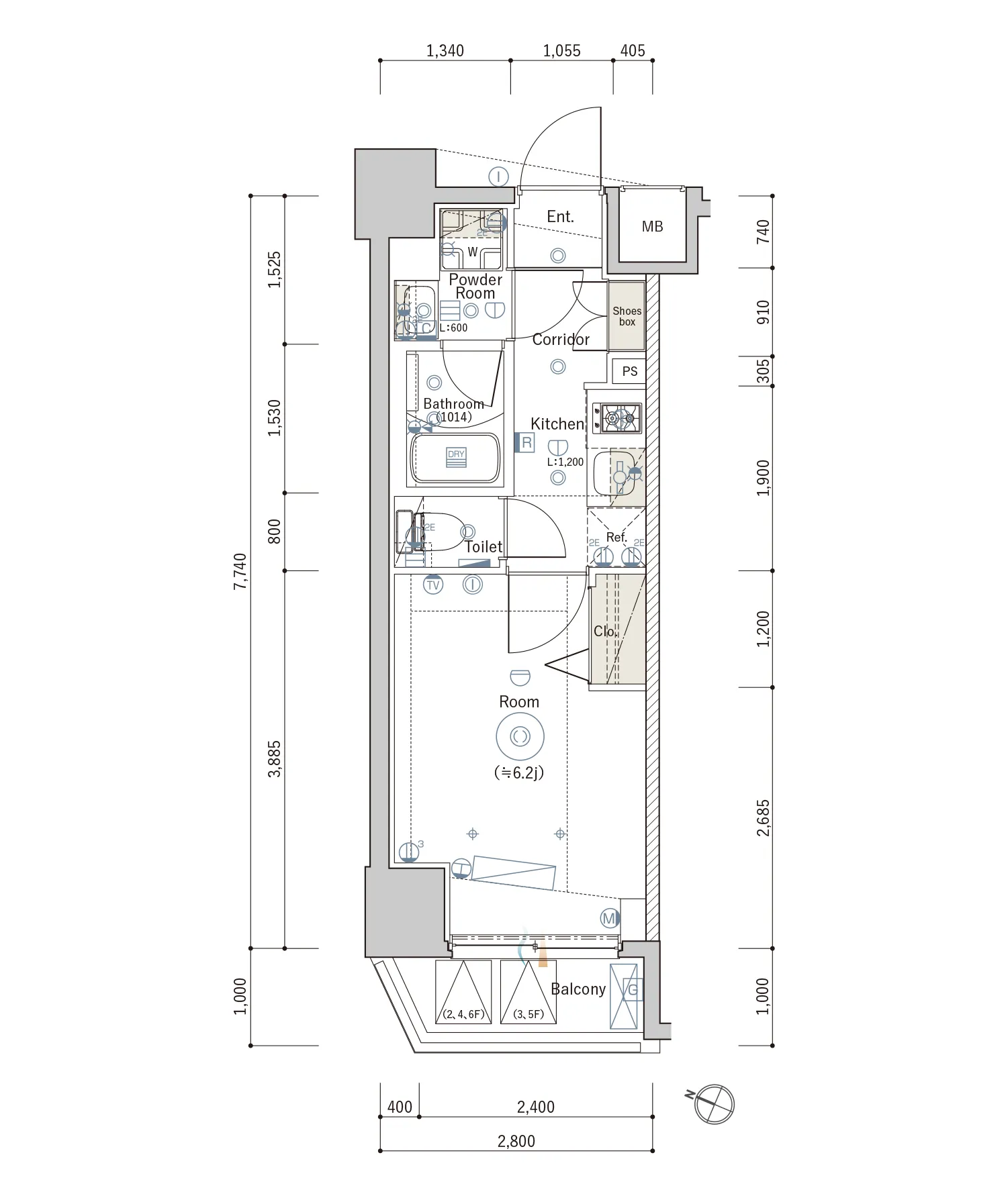 D Typeの間取り図