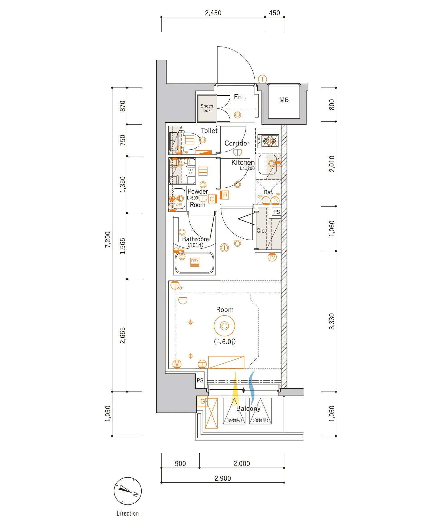 D Typeの間取り図