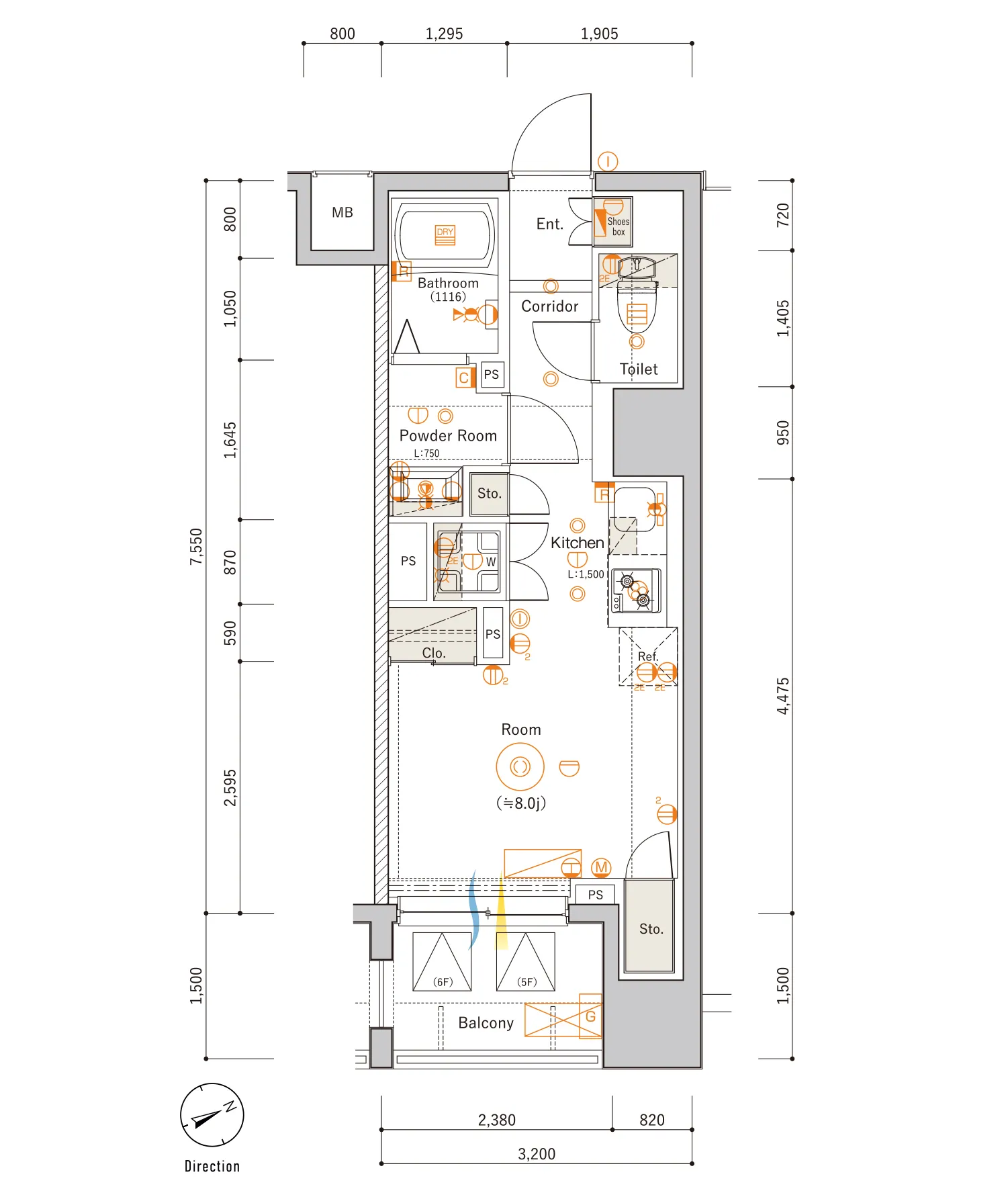 B Typeの間取り図