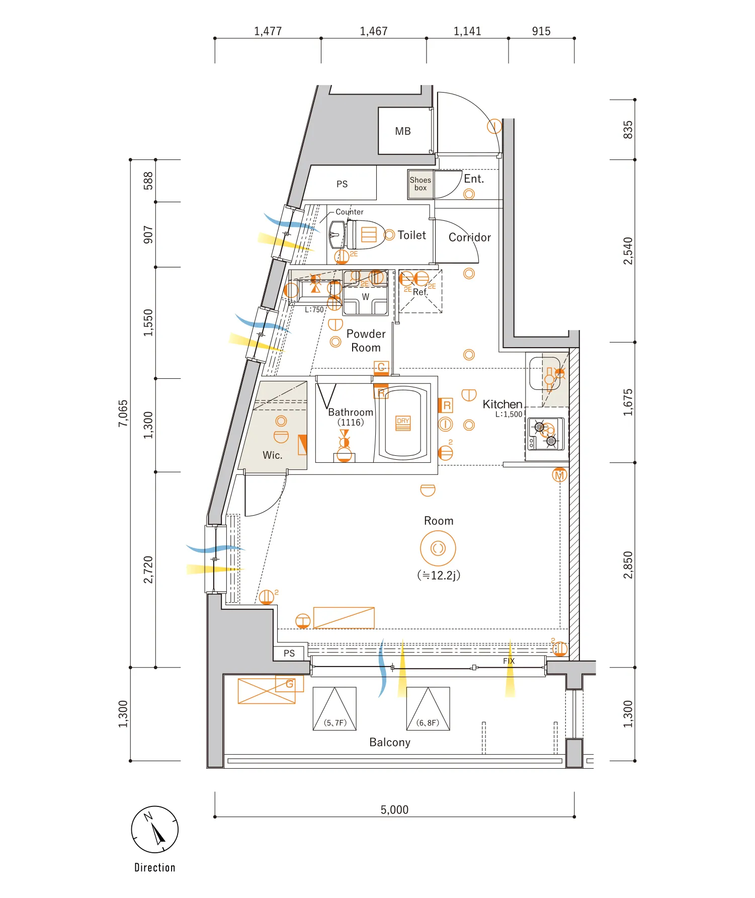 D Typeの間取り図