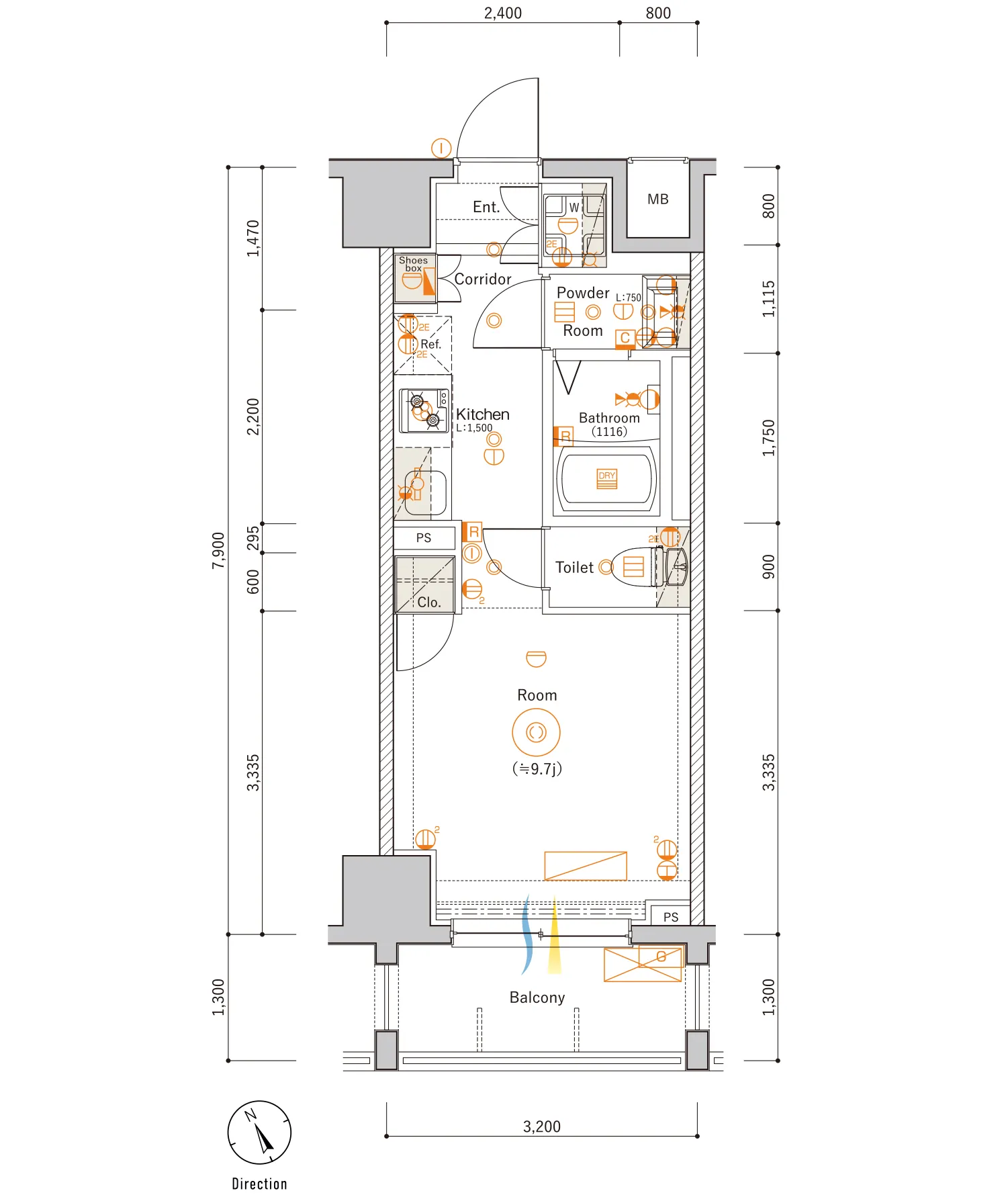 F2 Typeの間取り図